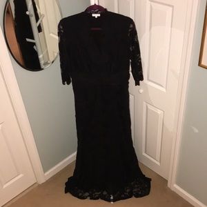 Kiyonna Plus Size Black Overlay Lace Dress